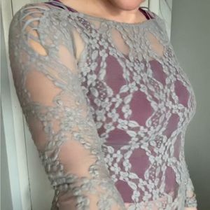 Gray Lace Top